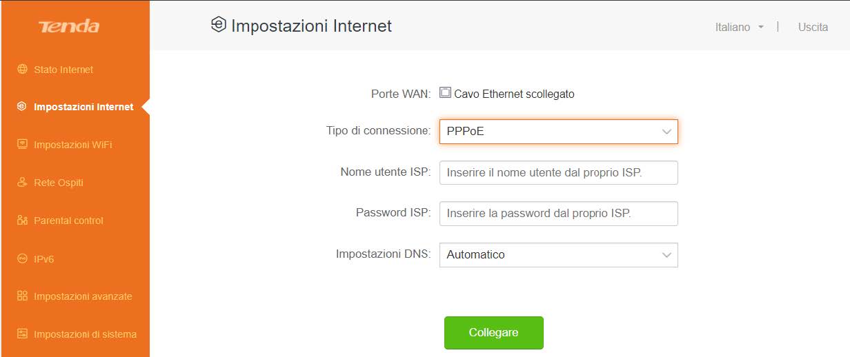 impostazioni internet